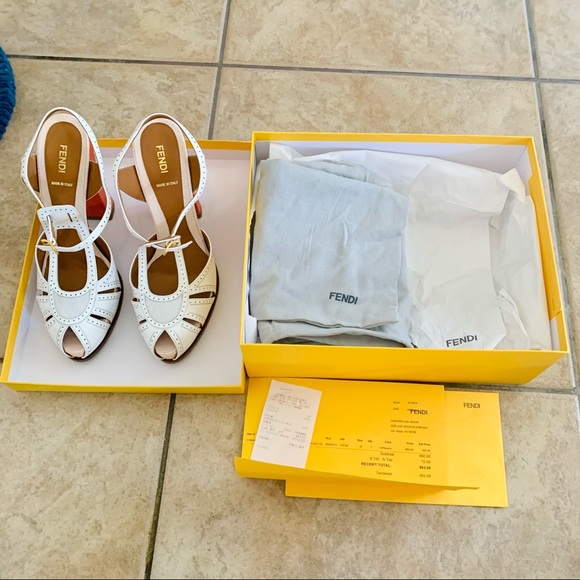 Fendi Chameleon T-Strap Sandals Heels 10 - Picture 5 of 7